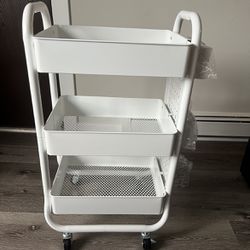 3-tier rolling storage cart with utility handle