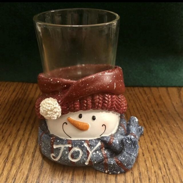 Yankee Candle  “ JOY “ Snowman Hat Votive Candle Holder - Christmas