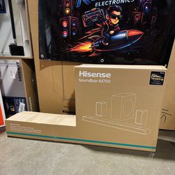 Hisense AX700 5.1.4 Ch. Dolby Atmos Soundbar System w/ Wireless Subwoofer & Rear Speakers – 570W Peak Power