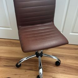 Smaller Brown Faux Leather Desk Chair