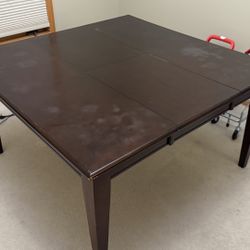 Wood Dining Table With Built In Leaf + 4 Chairs