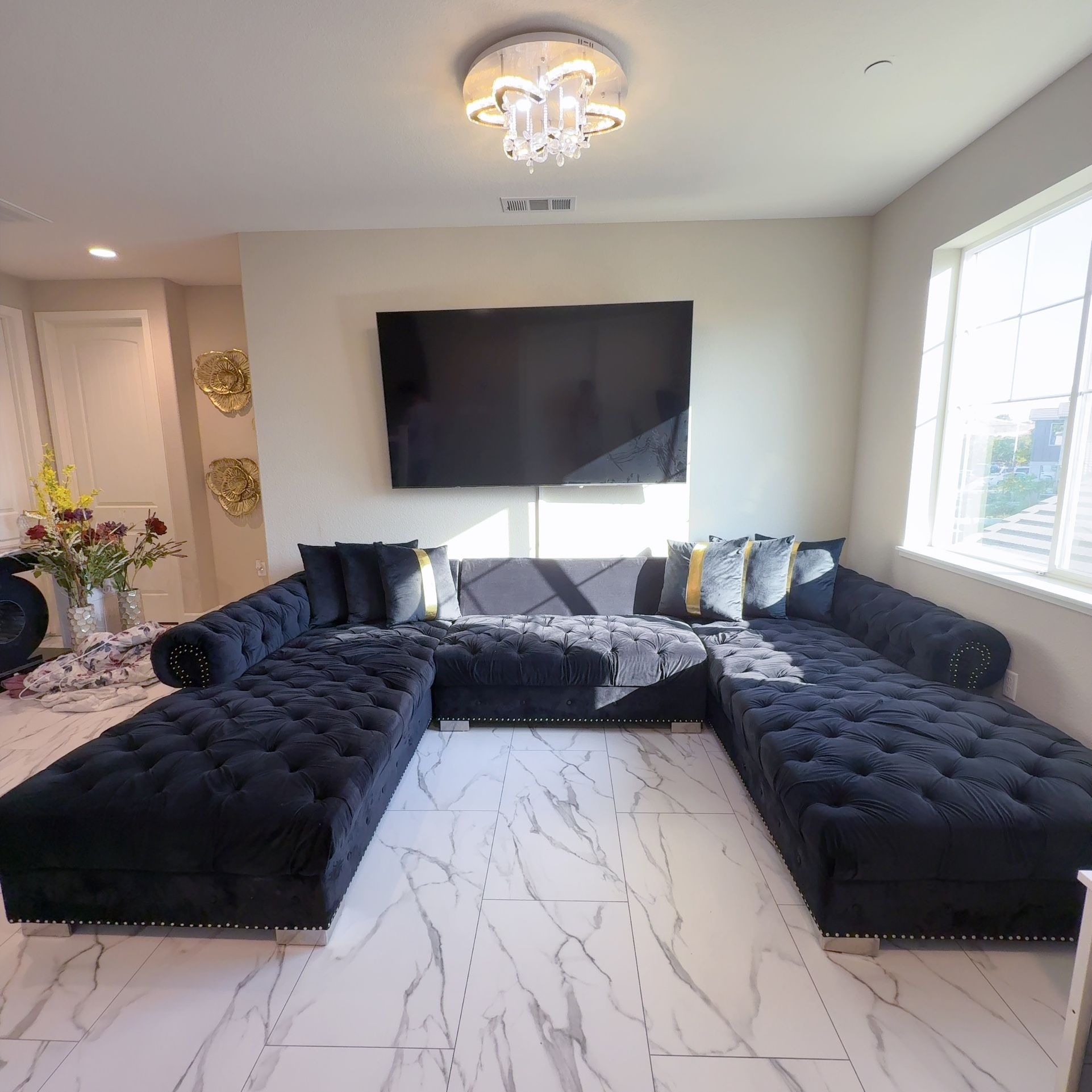 3 Piece Sectional U-shaped Velvet Sofa