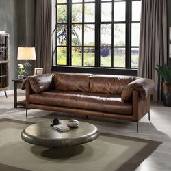 Modern Leather Sofa - Free Delivery ✅ Mocha Top Grain Leather Sofa 