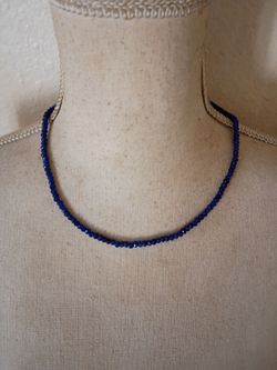 Blue sapphire beads necklace 925 sterling silver clasp