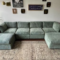 Thick Cushioned Corduroy “Modular” Sectional Sofa