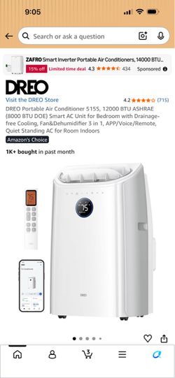 DREO Portable Air Conditioner 12,000 BTU - NEW in Box AC515S - Smart AC