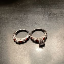 Ruby Red Wedding Set Size 7