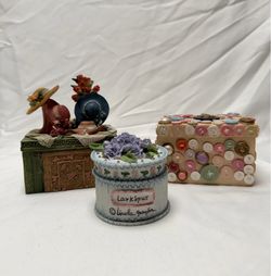 Lot of 3 Decorative Vintage-Style Trinket Boxes – Richesco, Dezine & Linda Grayson (As-Is)