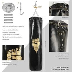 Hanging Punching Bag for Adults, 4ft PU Heavy Unfilled Boxing Bag Set with 10OZ Boxing Gloves for Kickboxing Boxing Karate Home Gym