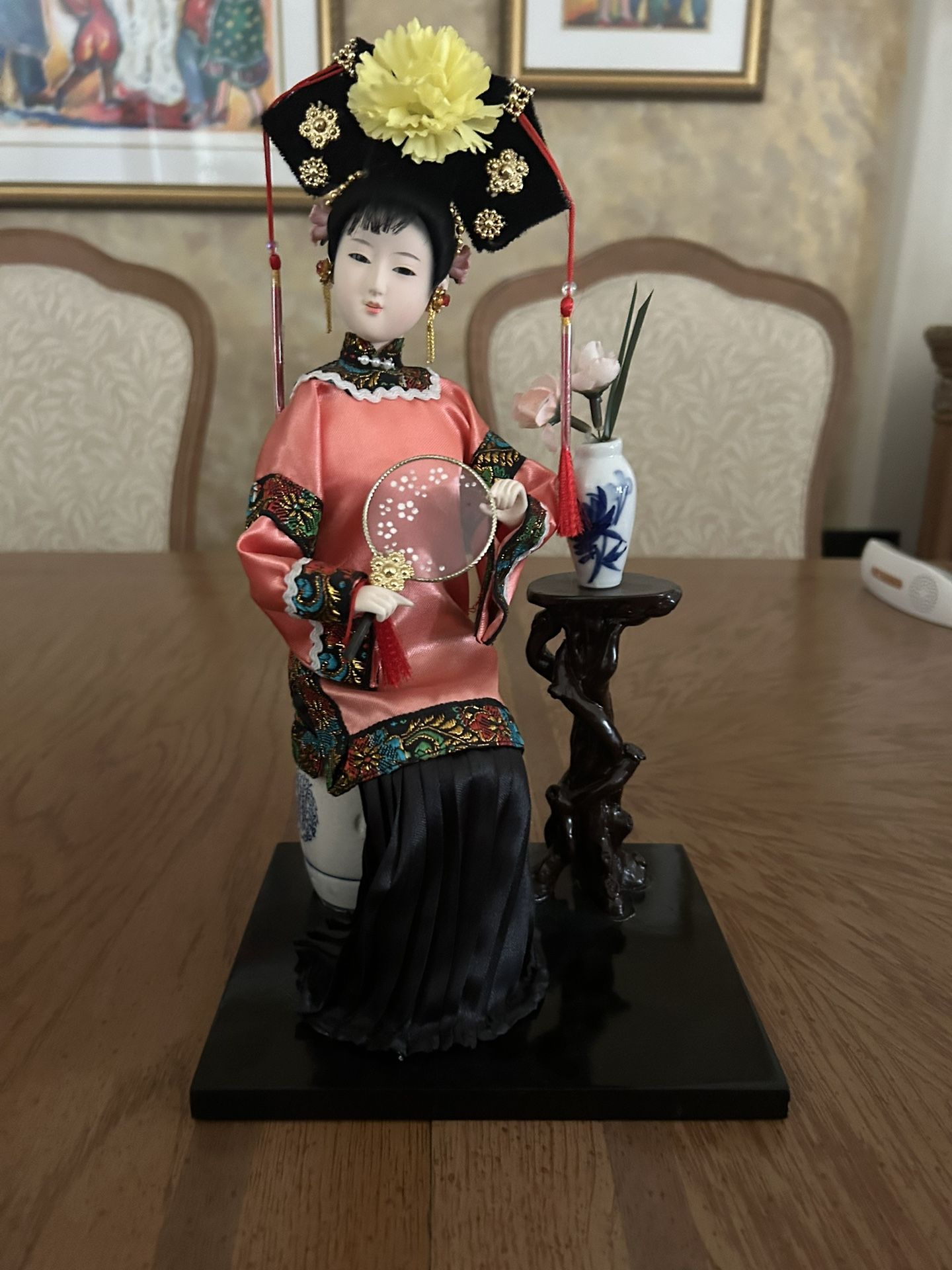 Chinese Woman with Fan and Vase