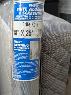 Phifer Brite Aluminum Screen Roll 48” x 25’ – New