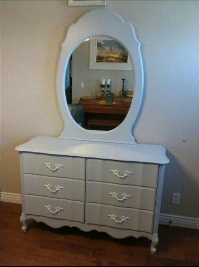 Grey Dresser with a Mirror