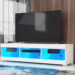 New Modern TV stand with LEDs, Media shelves, Cable management 