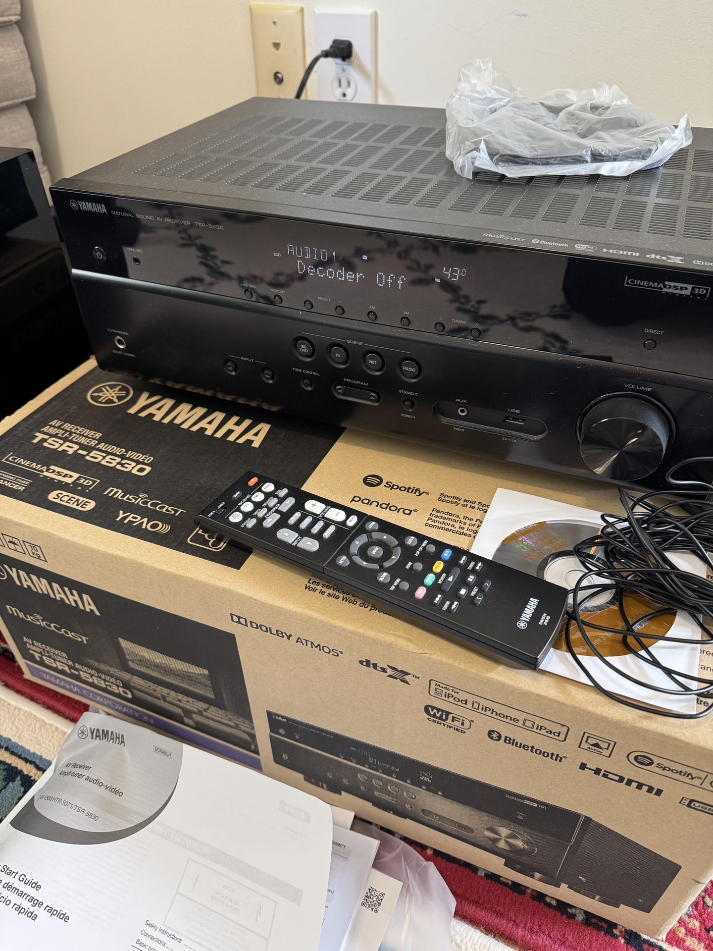 Home Theater - Yamaha TSR-5830 Receiver + Energy 5.1 eeSpeakers+ Wall and ceiling mount Bracket