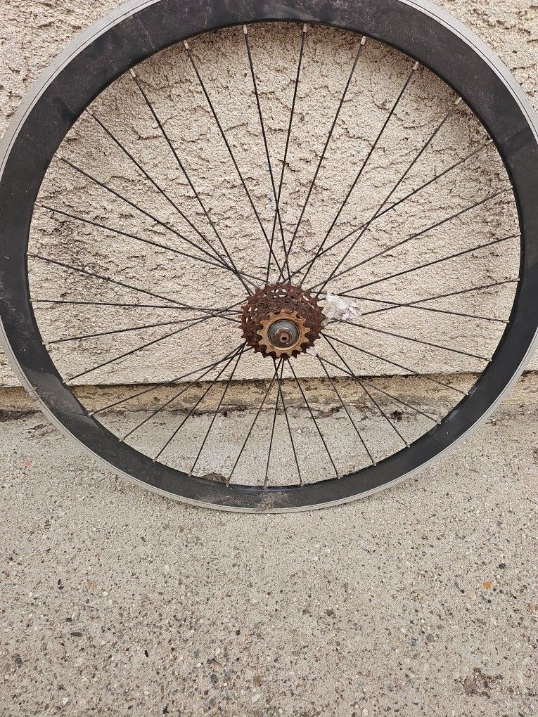 Black 700c Rear Bike Wheel With Cassette Hub