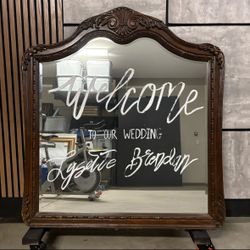 Vintage Ornate Solid Wood Mirror 46”x50” – Perfect for Weddings & Showers