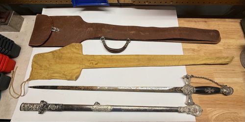Vintage Knights Templar Ceremonial Sword with Scabbard and Cases