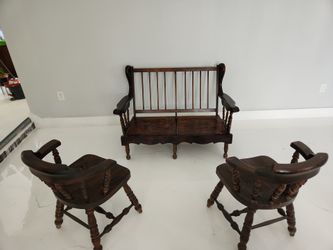Solid Wood Chair Set – 2 Chairs + Loveseat (Colonial Style)