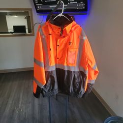 Men's X-Large Orange High Visibility Reflective Bomber Jacket with Zip-Out Fleece