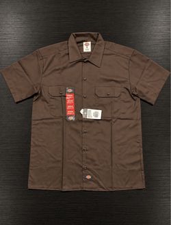 Dickies Brown Short Sleeve Work Shirt Size Medium
