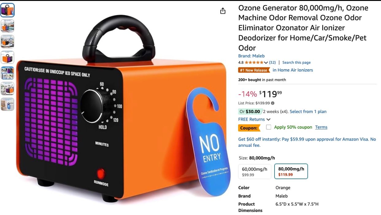 Ozone Machine Odor Removal