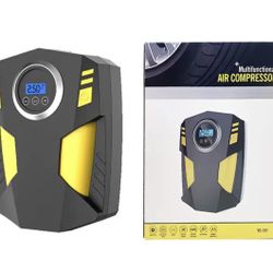 Tire Inflator Portable Air Compressor Car Tire Pump with 3 Nozzle Adaptors and Digital LED Light DC 12V Electric Car Air Pump for Car Tires and Other 