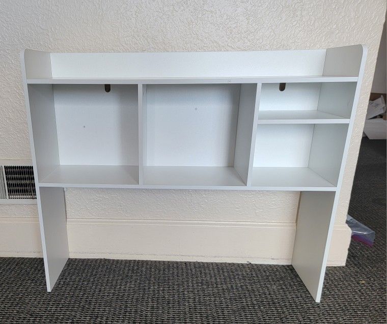 Desktop Bookshelf, Wooden Desk Storage Hutch with 6 Shelves for Computer Desk, 3-Tier Desktop Display Organizer Rack for Office Home (White)