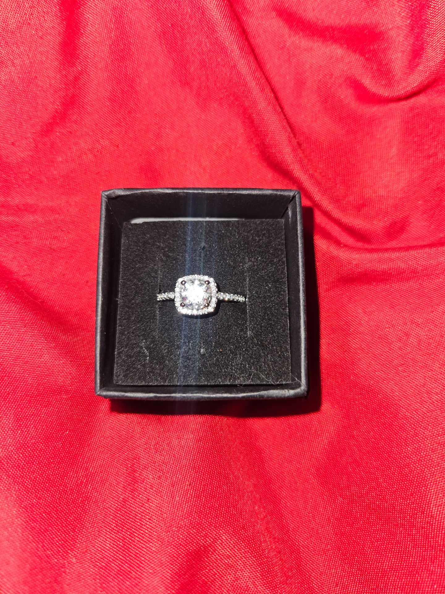 VVS1 1ct Engagement Ring, square halo moissanite ring for sale, pickup only