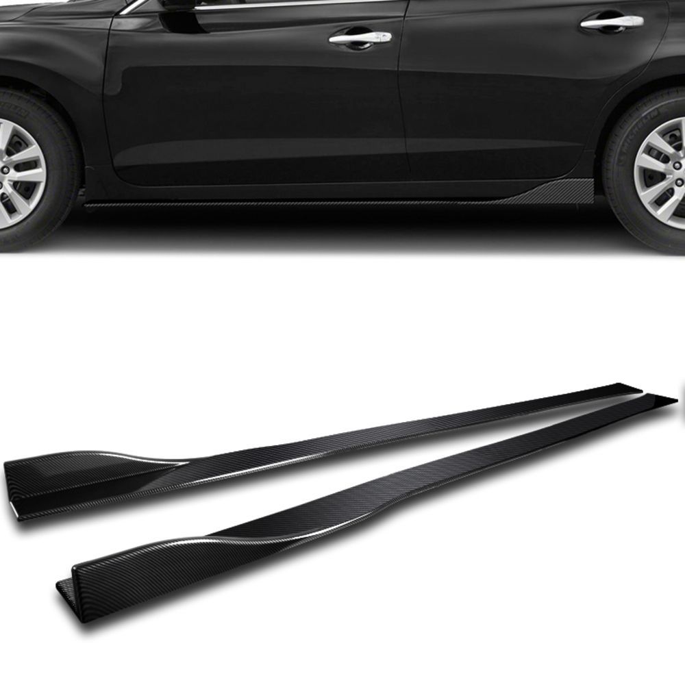 86" x 4" Universal Carbon Look Side Skirt Extension Rocker Splitters Lip 6pcs -(2-PU-653-3CF
