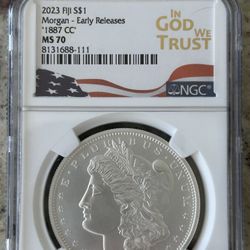 1887 CC 2023 Fiji Early Release Morgan Silver Dollar American Flag Slab