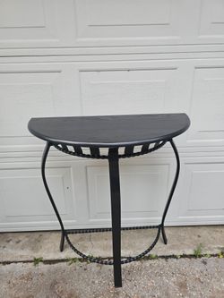 Black Demilune Console Table Metal Base