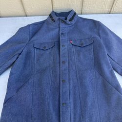 Levi's Soft Shell Stand Collar Commuter Trucker Jacket, Denim Heather SZ Large