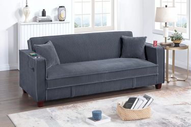Brand New Grey Adjustable Futon Sofa Storage Sleeper