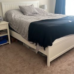 White Queen Pottery Barn Bed frame 