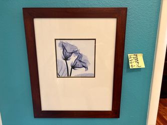 Framed Blue Flower Watercolor-Style Wall Art Print