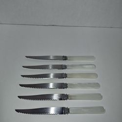 Cheltenham & Co Vintage Stainless Steel Mother Of Pear Steak Knives Sheffield