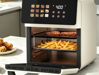 Large Family Size Smart Kitchen Air Fryer Oven - 8-in-1 Multi-Function Countertop Kitchen Appliance, 85% Less Oil, Smart Convection, Glass Door View W