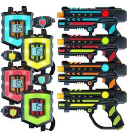 Rechargeable Laser Tag 360° Sensors + Innovative LCDs, HeroSync, 4 Set - Gifts for Teens and Adults Boys & Girls Outdoor Games