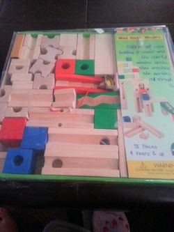 Wood blocks and marbles set