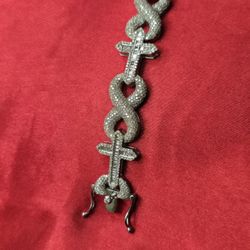 10k White Gold Diamond Infinity Link Mixed Cross Bracelet 5.17 ctw 