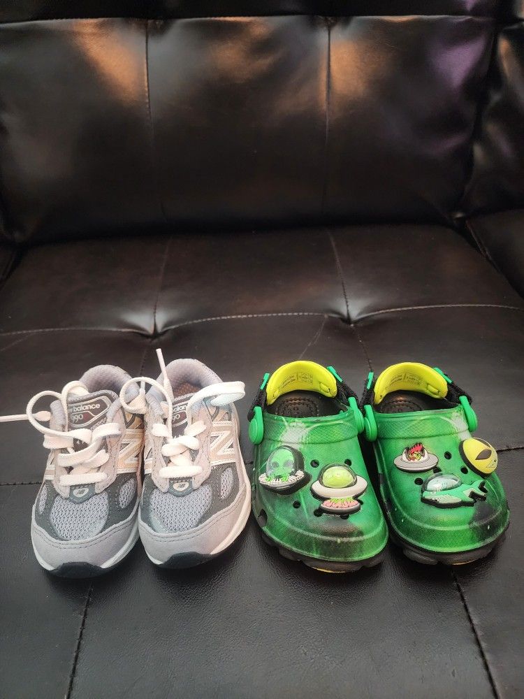 New Balance 990's And Alien Crocs With Light Up Jibitz (Both Kid Size's 4c) New Condition 1x Wear Only