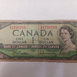 Billete de 1 dolar canadiense 1954
