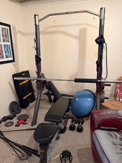 Hoist Power Rack with Bench and Barbell