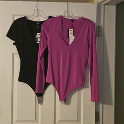 2 New Express Bodysuits Size Medium 