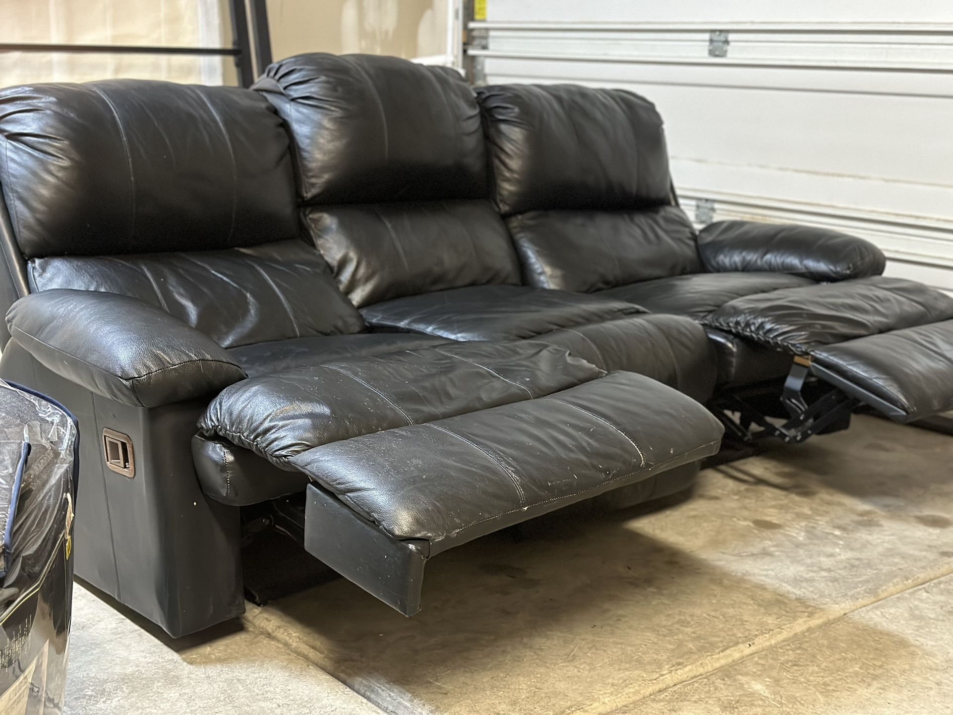 Genuine Leather Black Couch / Sofa