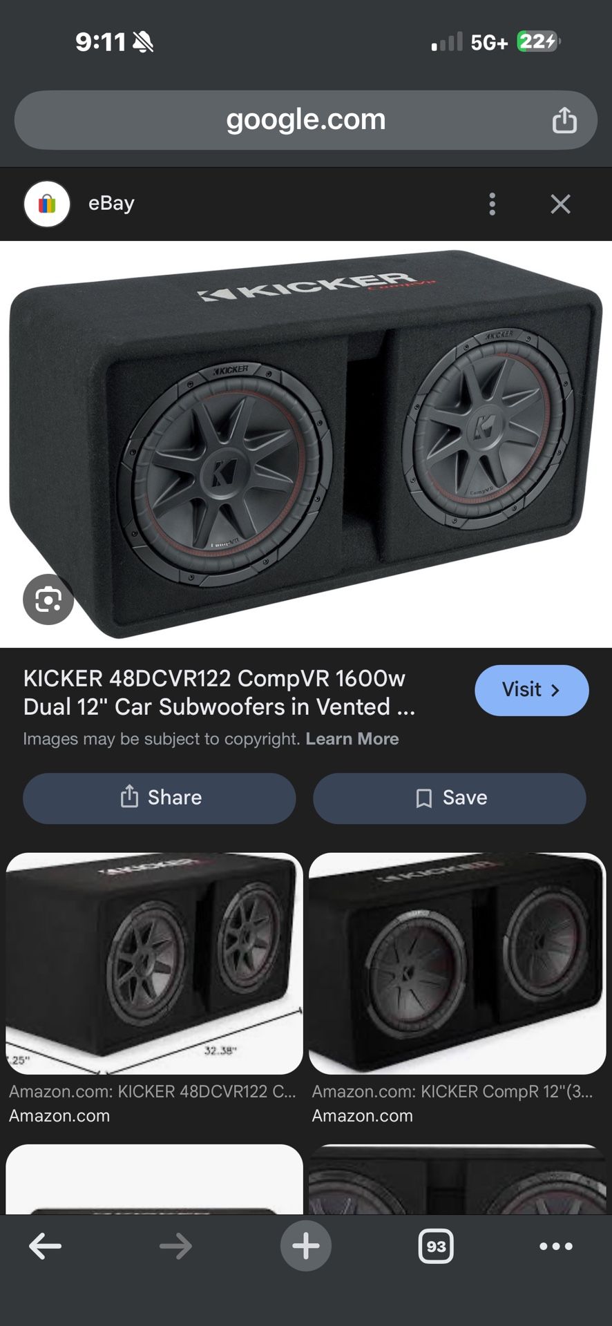 Kicker 48DCVR122 CompVR Series ported enclosure 2 12" subwoofers