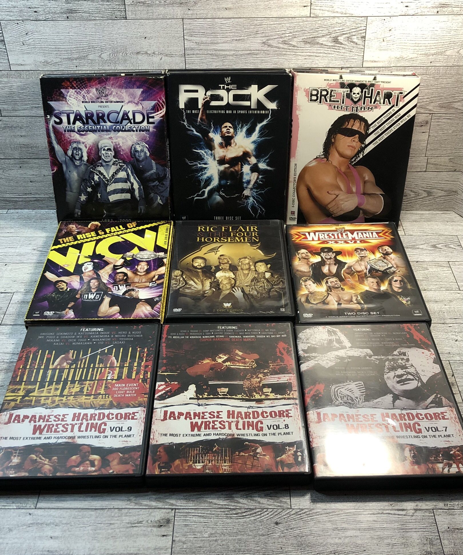 9 WWF DVD LOT WWE WCW + Rare Japan Wrestling Collector