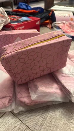 Pink Geometric Makeup Cosmetic Bag