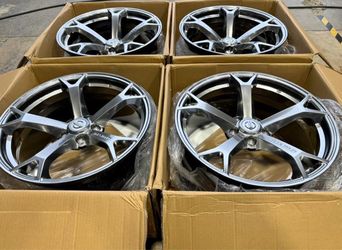 FREE DELIVERY 19” Nissan 370z Nismo Style (REPS) FORGED Hyper silver rims 19x9.5 & 19x10.5