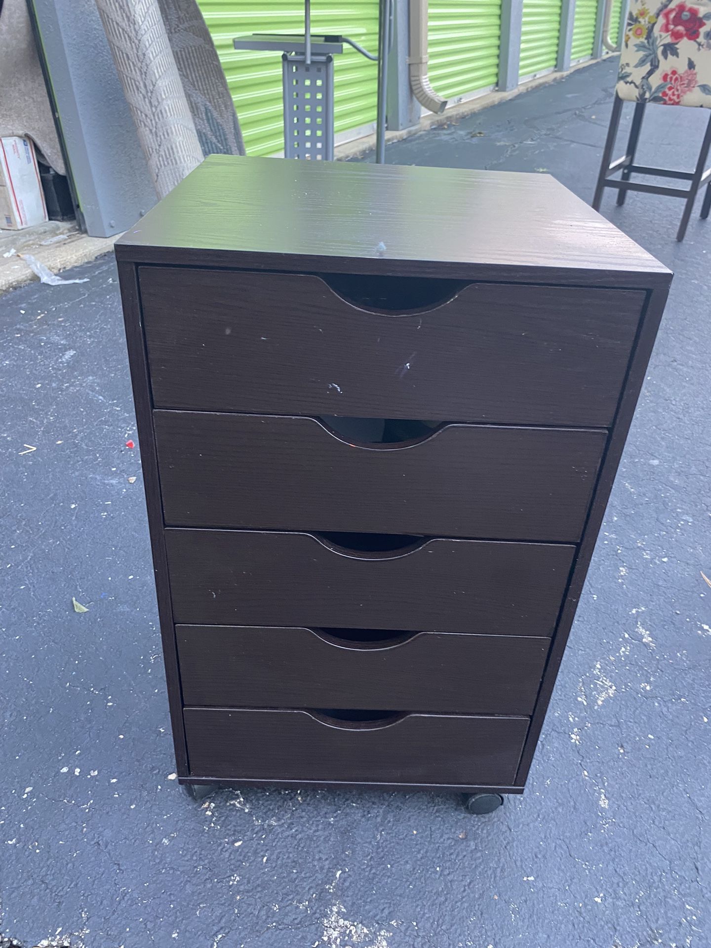 4-Drawer Mobile Storage Unit - Dark Wood Finish